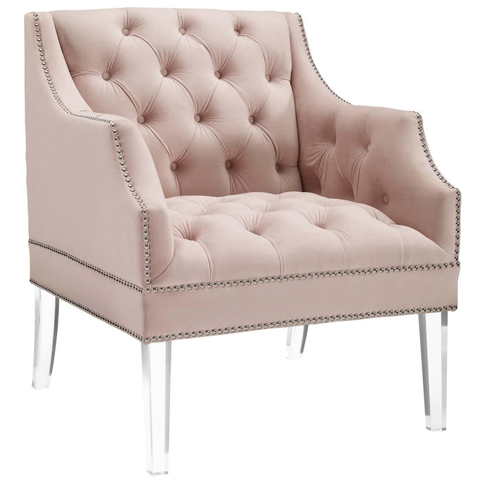 Proverbial Tufted Button Accent Performance Velvet Armchair