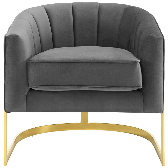 Esteem Vertical Channel Tufted Performance Velvet Accent Armchair