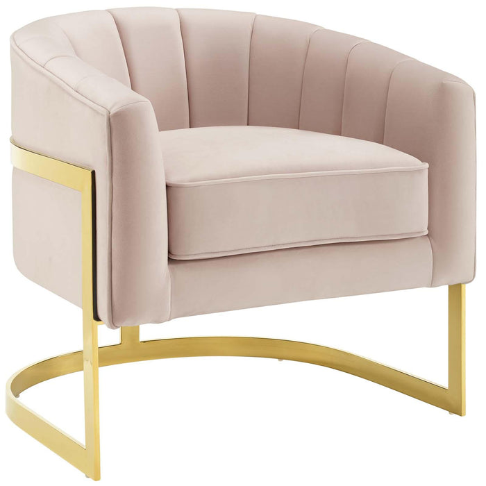 Esteem Vertical Channel Tufted Performance Velvet Accent Armchair