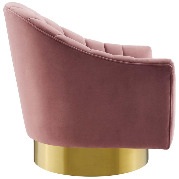 Buoyant Vertical Channel Tufted Accent Lounge Performance Velvet Swivel Chair