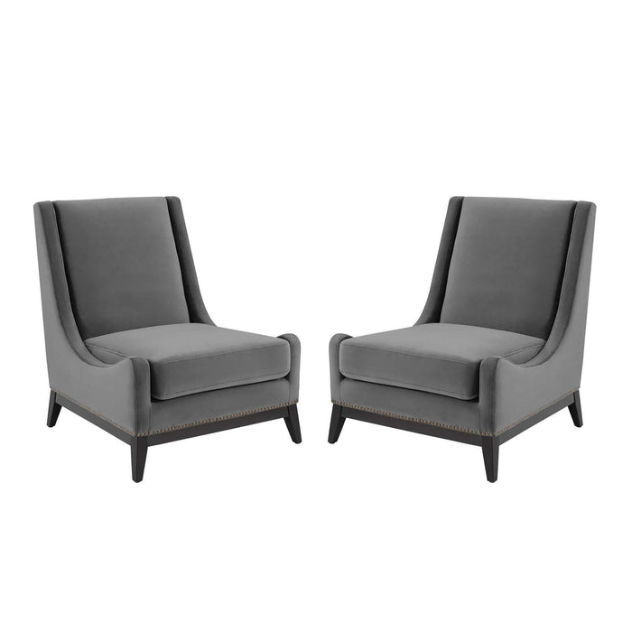 Confident Lounge Chair Upholstered Performance Velvet Set of 2