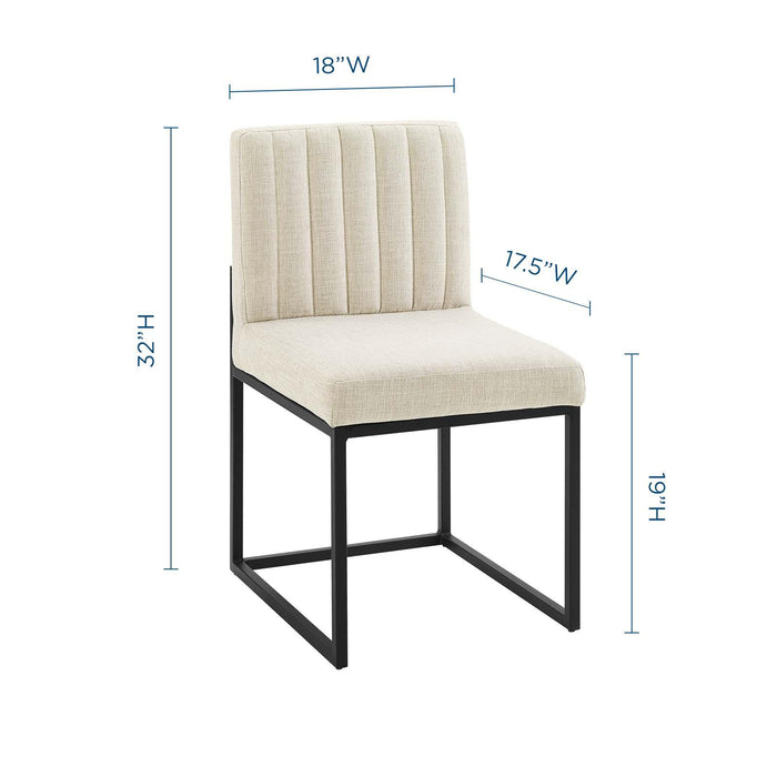 Carriage Channel Tufted Sled Base Upholstered Fabric Dining Chair