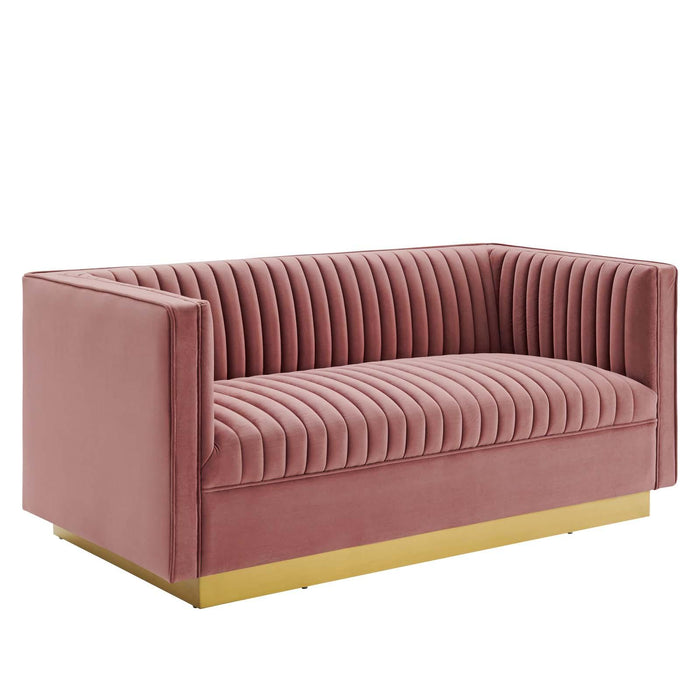 Sanguine Vertical Channel Tufted Performance Velvet Loveseat image