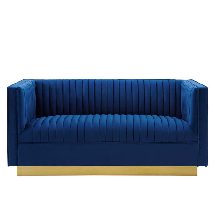 Sanguine Vertical Channel Tufted Performance Velvet Loveseat