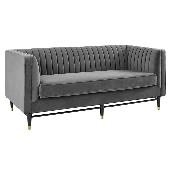 Devote Channel Tufted Performance Velvet Loveseat