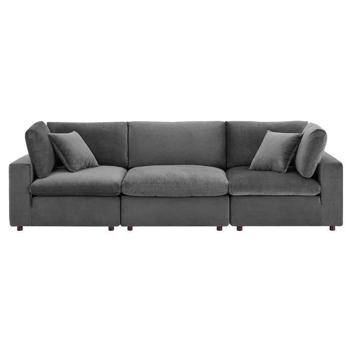 Commix Down Filled Overstuffed Performance Velvet 3-Seater Sofa