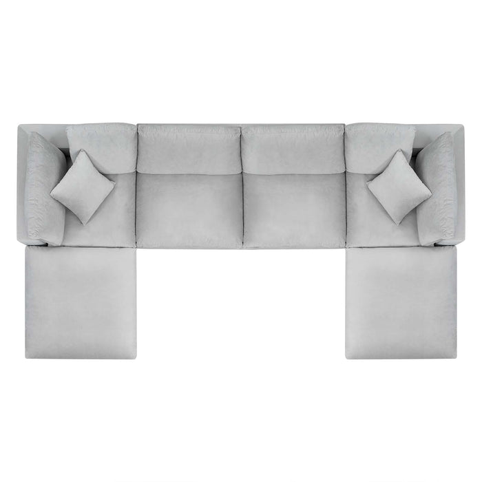 Commix Down Filled Overstuffed Performance Velvet 6-Piece Sectional Sofa