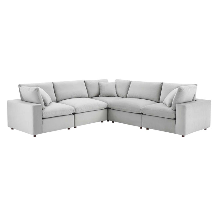 Commix Down Filled Overstuffed Performance Velvet 5-Piece Sectional Sofa