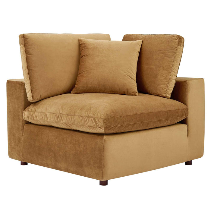 Commix Down Filled Overstuffed Performance Velvet 4-Seater Sofa