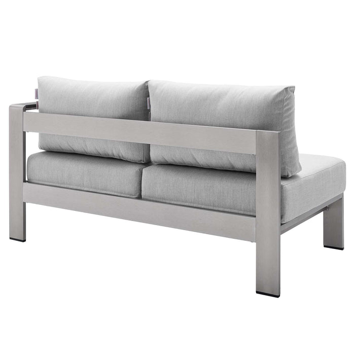 Shore Sunbrella� Fabric Aluminum Outdoor Patio Right-Arm Loveseat