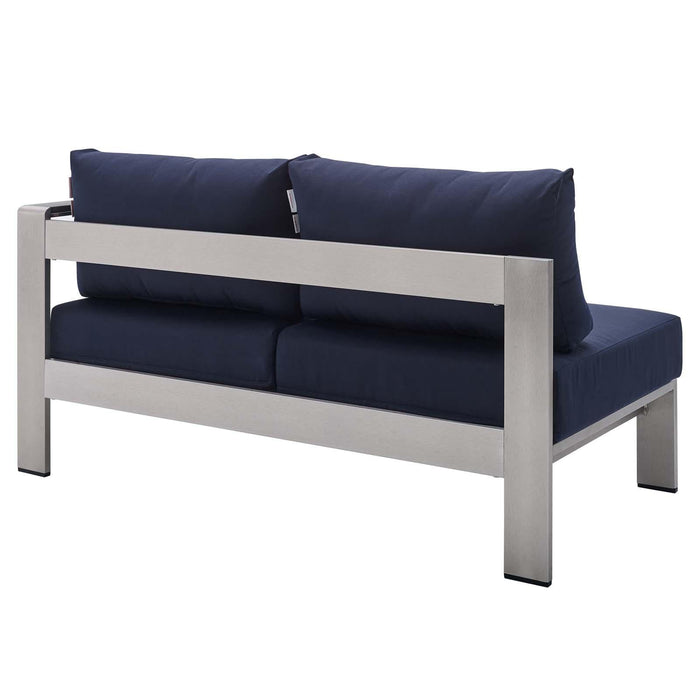 Shore Sunbrella� Fabric Aluminum Outdoor Patio Right-Arm Loveseat