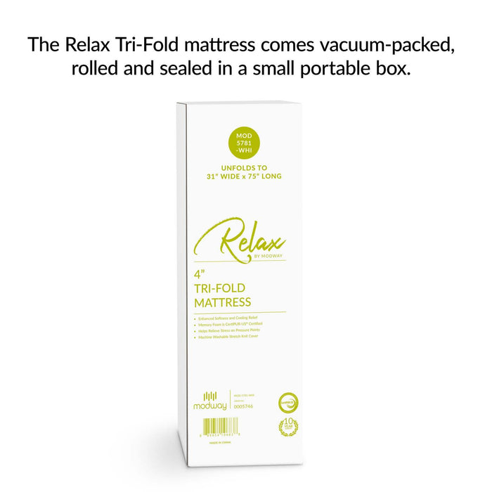 Relax 31 x 75 x 4 Tri-Fold Mattress Topper