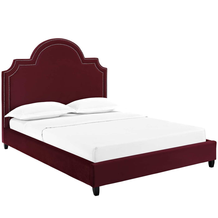 Primrose Queen Performance Velvet Platform Bed