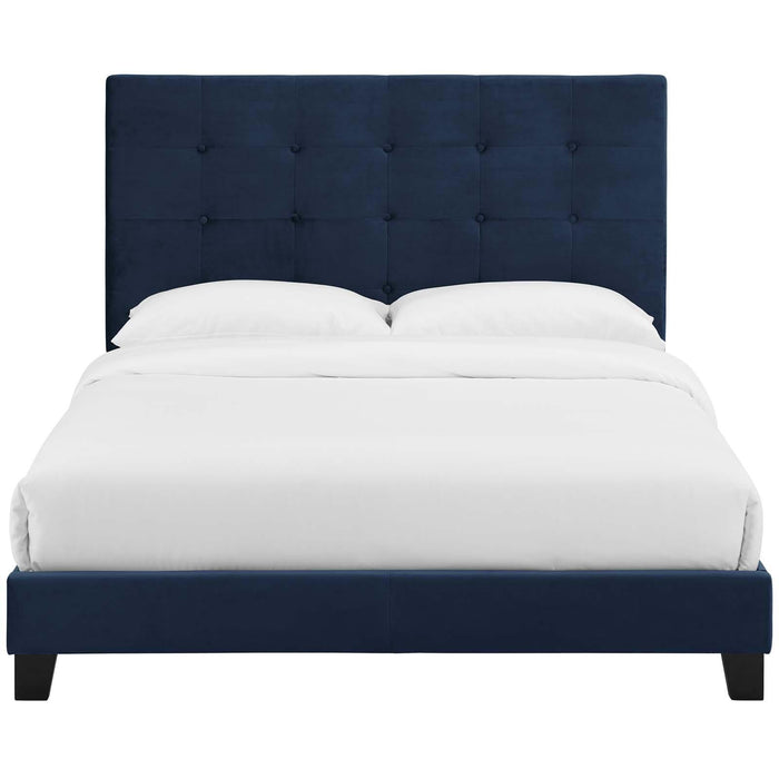 Melanie Queen Tufted Button Upholstered Performance Velvet Platform Bed