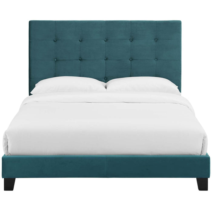 Melanie Full Tufted Button Upholstered Performance Velvet Platform Bed