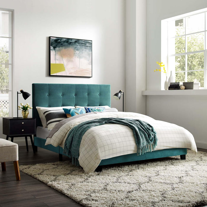 Melanie Full Tufted Button Upholstered Performance Velvet Platform Bed