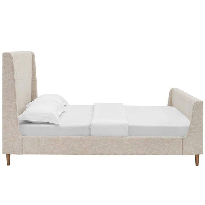 Aubree Queen Upholstered Fabric Sleigh Platform Bed