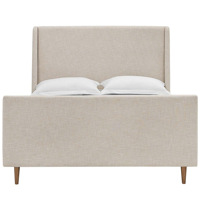 Aubree Queen Upholstered Fabric Sleigh Platform Bed