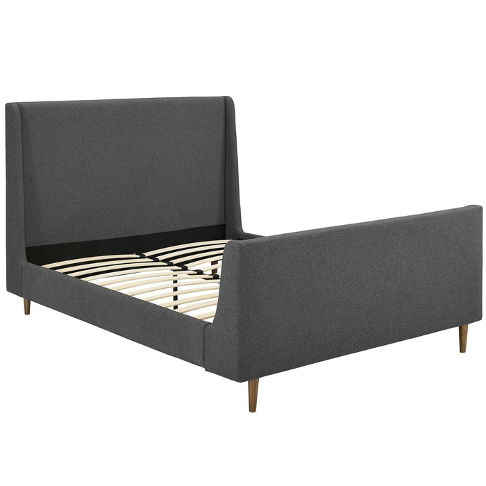 Aubree Queen Upholstered Fabric Sleigh Platform Bed