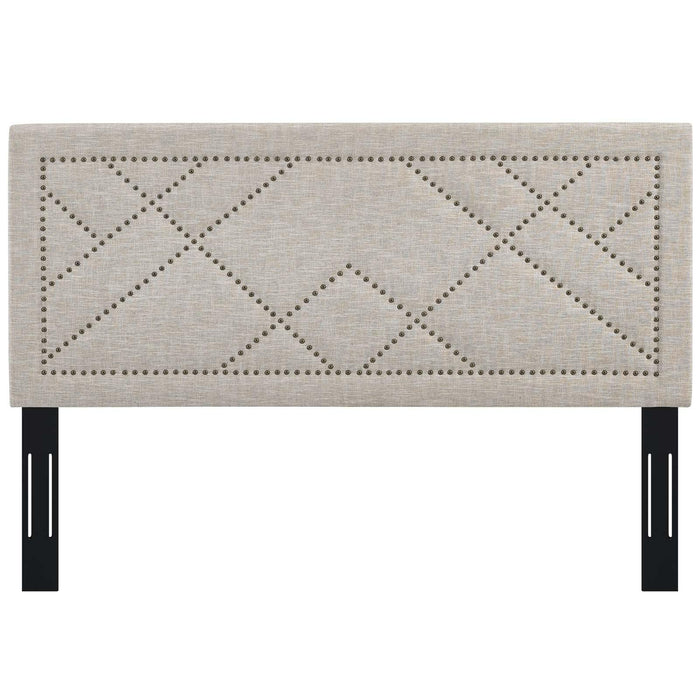 Reese Nailhead King and California King Upholstered Linen Fabric Headboard