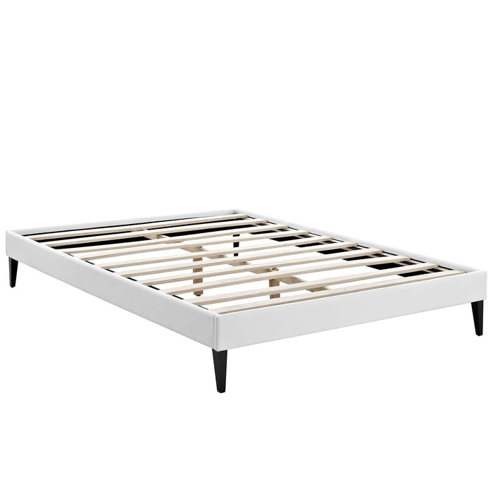 Tessie King Vinyl Bed Frame with Squared Tapered Legs