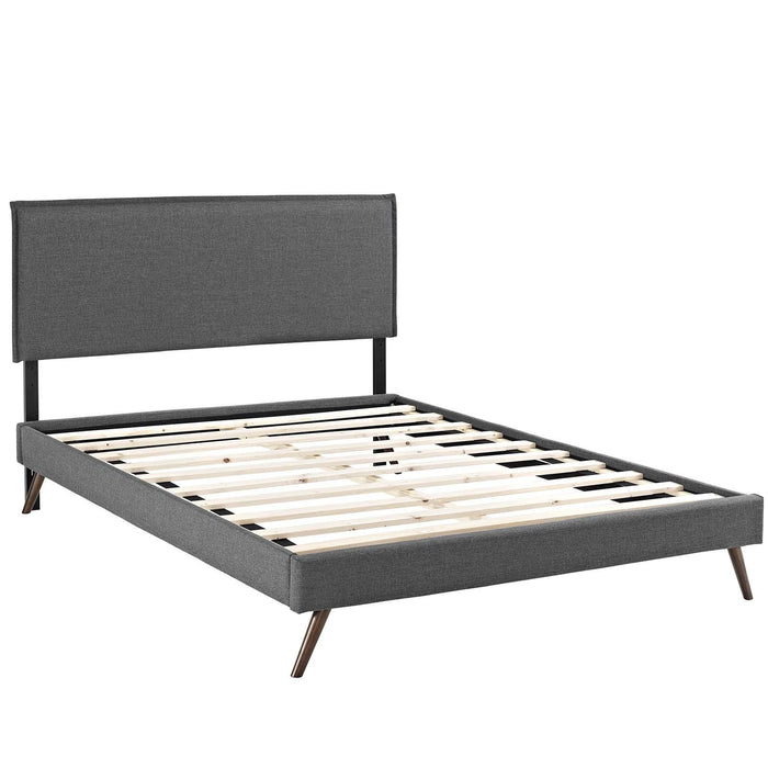 Amaris King Fabric Platform Bed with Round Splayed Legs