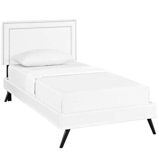 virginia-twin-vinyl-platform-bed-with-round-splayed-legs