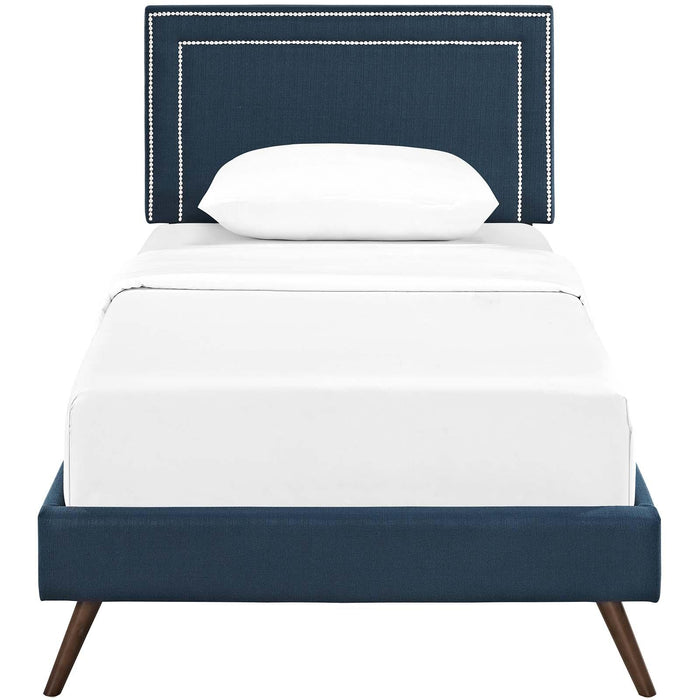 Virginia Twin Fabric Platform Bed with Round Splayed Legs