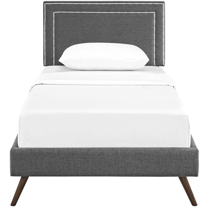 Virginia Twin Fabric Platform Bed with Round Splayed Legs