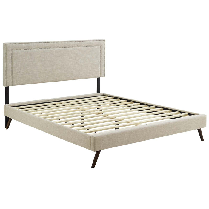 Virginia Full Fabric Platform Bed with Round Splayed Legs