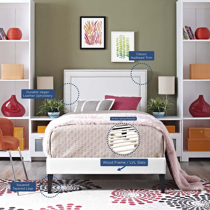 Virginia Twin Vinyl Platform Bed with Squared Tapered Legs