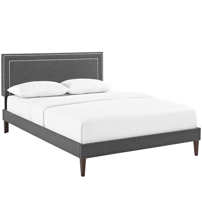 Virginia Queen Fabric Platform Bed with Squared Tapered Legs