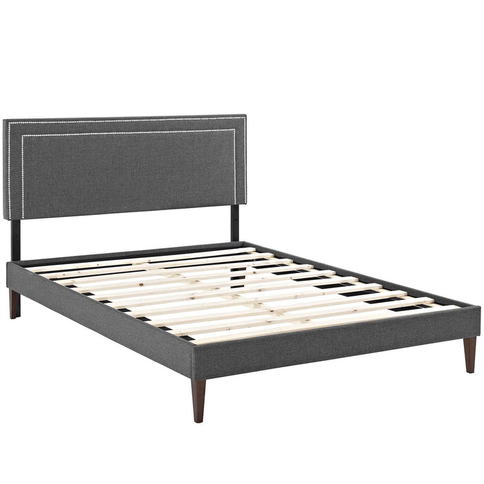 Virginia King Fabric Platform Bed with Squared Tapered Legs