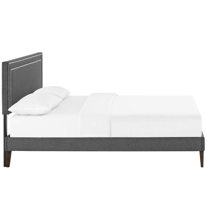 Virginia King Fabric Platform Bed with Squared Tapered Legs