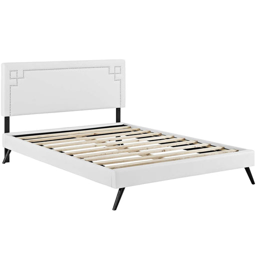 ruthie-full-vinyl-platform-bed-with-round-splayed-legs