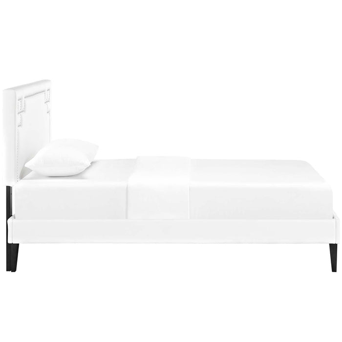 Ruthie Twin Vinyl Platform Bed with Squared Tapered Legs