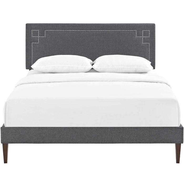 Ruthie Full Fabric Platform Bed with Squared Tapered Legs