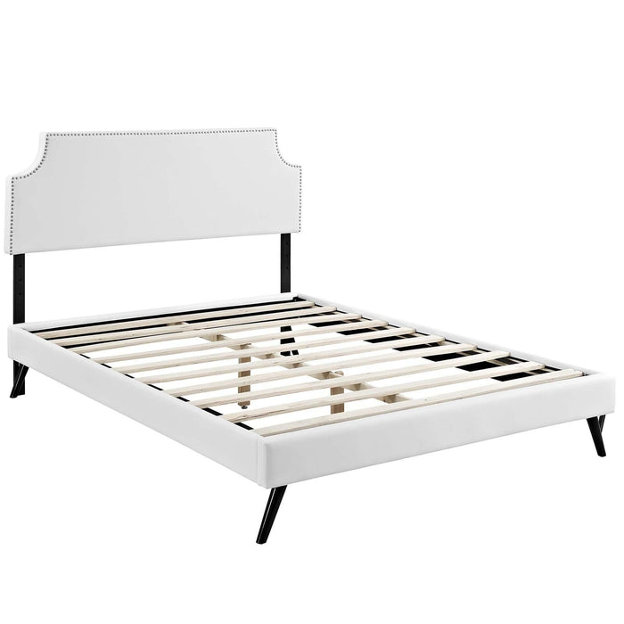 Corene Full Vinyl Platform Bed with Round Splayed Legs