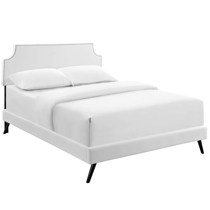 Corene King Vinyl Platform Bed with Round Splayed Legs image