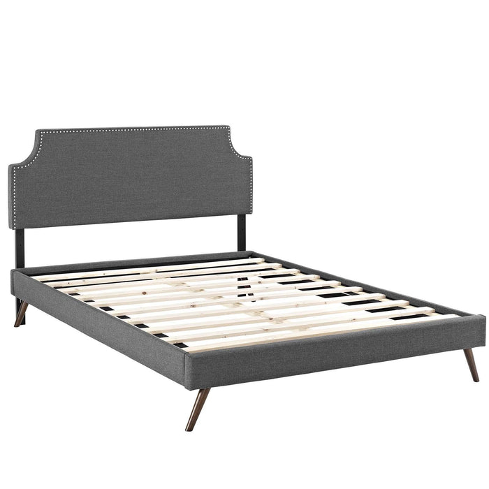 Corene Queen Fabric Platform Bed with Round Splayed Legs