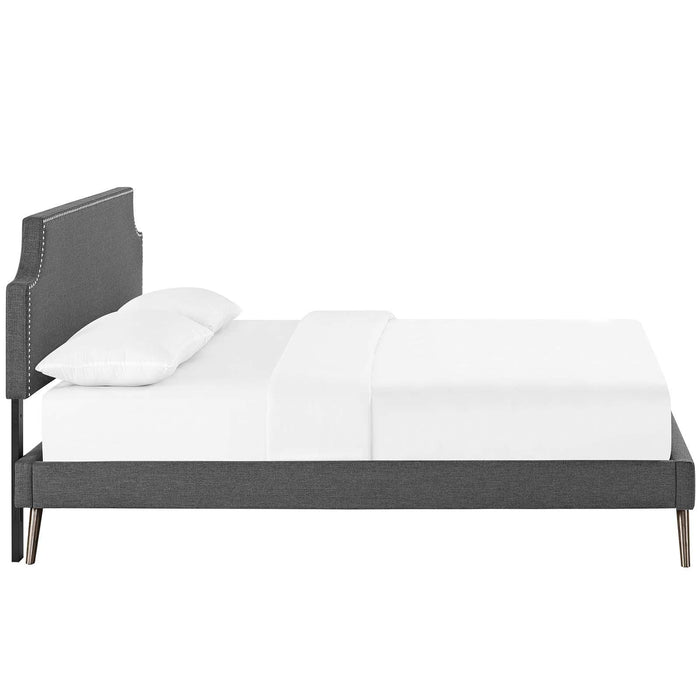 Corene Queen Fabric Platform Bed with Round Splayed Legs