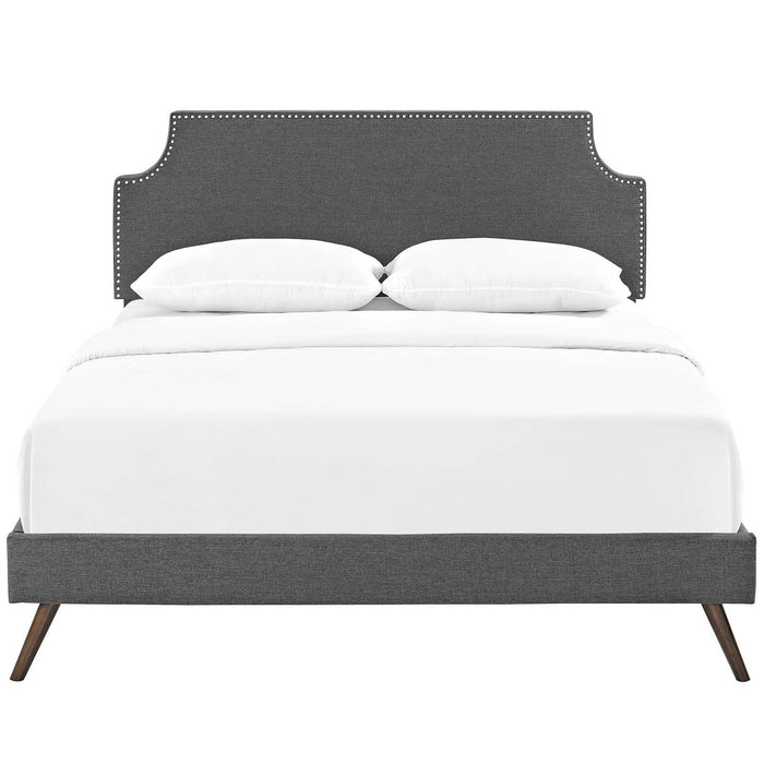 Corene King Fabric Platform Bed with Round Splayed Legs