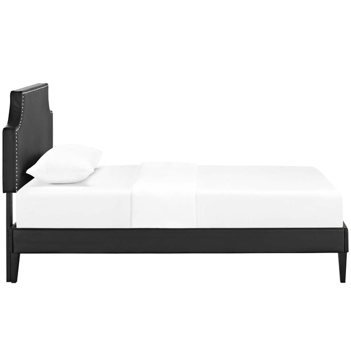 Corene Twin Vinyl Platform Bed with Squared Tapered Legs