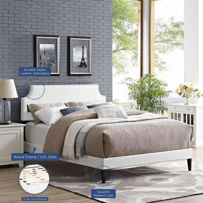 Corene Full Vinyl Platform Bed with Squared Tapered Legs