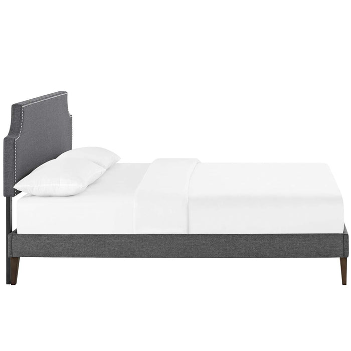 Corene King Fabric Platform Bed with Squared Tapered Legs