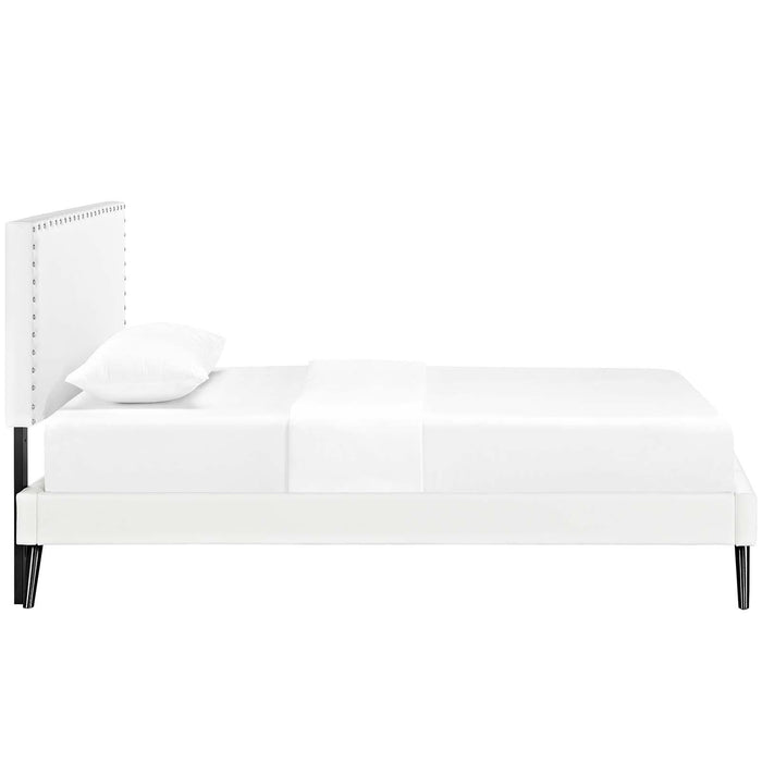 Macie Twin Vinyl Platform Bed with Round Splayed Legs