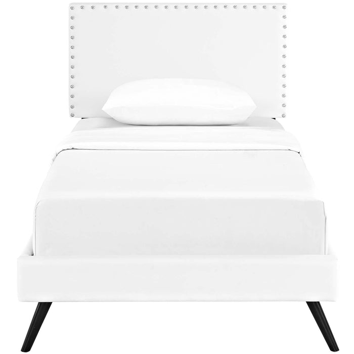 Macie Twin Vinyl Platform Bed with Round Splayed Legs