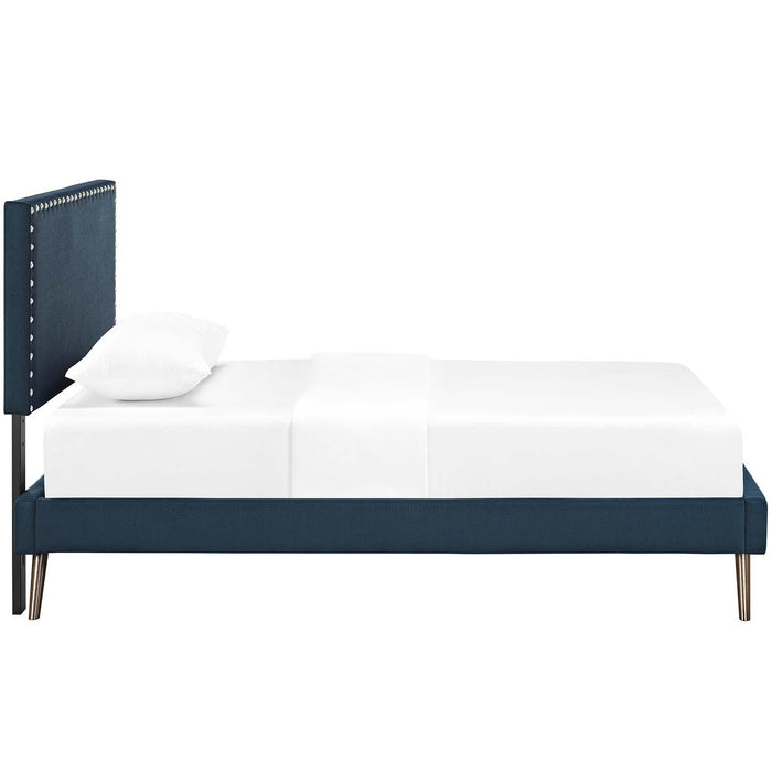 Macie Twin Fabric Platform Bed with Round Splayed Legs