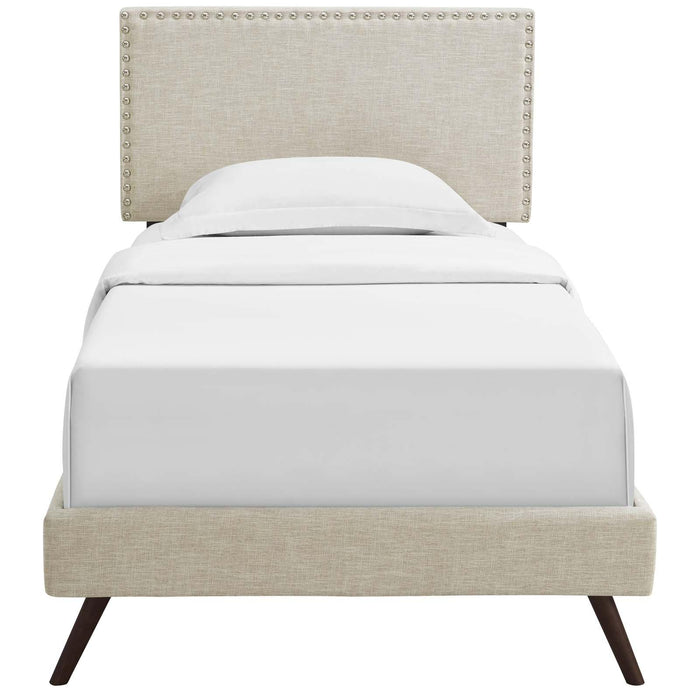 Macie Twin Fabric Platform Bed with Round Splayed Legs