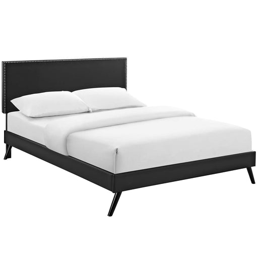 macie-queen-vinyl-platform-bed-with-round-splayed-legs